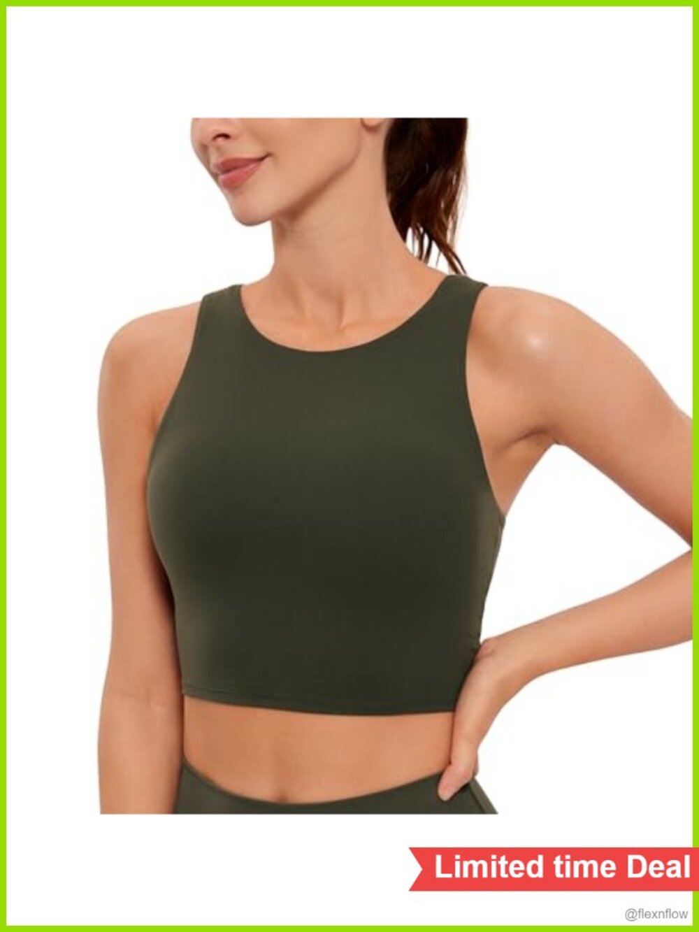 Butterluxe High Neck Crop Tank Bra Racerback Wireless Removable Pads